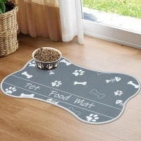 Dog Food Mat, Bone Shaped Water Absorbent Pet Food Mat, Non Slip Placemat for Pets Bowl and Water, Machine Washable Feeding Mats for Pets, Small 12