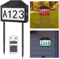 yeesport Solar House Numbers Solar Address Sign, Solar Powered Colorful LED House Numbers Plaque with Stakes & Hanging Screws, Remote Control Outdoor Solar Light for Garden Driveway