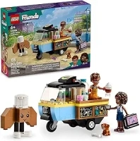 LEGO Friends Mobile Bakery Food Cart Playset, Cooking Toy for Pretend Play, Small Gift for Kids, Girls and Boys Ages 6 and Up with Aliya and Jules Mini-Dolls, Aira Dog Figure and Food Toys, 42606