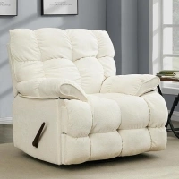 Oversized Rocker Recliner Chair,Manual Swivel Rocker Recliner for Living Room,Overstuffed Extra Wide Rocking Recliners Soft with Breathable Soft Fabric，Up to 350lbs (Manual, White)