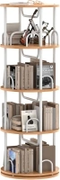 Rotating Bookshelf Tower, Space-Saving 4 Tier Revolving Bookcase for Kids & Adults, Rotating Bookcase for Bedroom, Living Room, Study Room, Small Corner Bookshelf for Small Space (White)