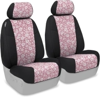 Coverking Custom Fit Front 50/50 Bucket Seat Cover for Select Honda Pilot Models - Neoprene (Hawaiian Pink With Black Sides)