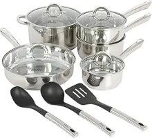 Oster Sangerfield 12 Piece Stainless Steel Cookware Set W/Kitchen Tools