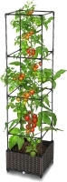 Garden Tomato Planter Box, 16.9"X 16.9"X 65" Raised Garden Bed Box for Climbing Plants Vegetable Vine Flowers Outdoor Patio, Tomatoes Cage w/Self-Watering