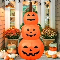 4FT Halloween Inflatable Pumpkin Outdoor Decorations with Build-in LED Light,Blow Up 3 Pumpkins Stack Inflatable Halloween Yard Decorations for Holiday Party Yard Indoor Garden Lawn