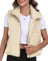 Memorose Puffer Vest for Women Winter Outwear Jacket Cropped Sleeveless Lightweight Fashion Fall Coat with Pockets