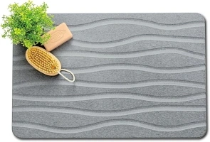 Stone Bath Mat, Non-Slip Natural Diatomaceous Earth Bath Mat, 23.5" x 15.5" Super Absorbent Quick Drying, Multifunctional Bath Stone Mat, Easy to Clean