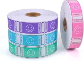 L LIKED 4000 Assorted Raffle Tickets Each Tickets Size 1x2 Inch,1000 Tickets Per Roll, 4 Rolls Smile Single Raffle Tickets Rolls-Pink,Green,Blue,Purple