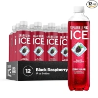 Sparkling Ice, Black Raspberry Sparkling Water, Zero Sugar Flavored Water, with Vitamins and Antioxidants, Low Calorie Beverage, 17 fl oz Bottles (Pack of 12)