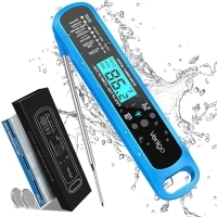 Venigo Digital Meat and Food Thermometer for Cooking and Grilling, Waterproof Instant-Read Cooking Thermometer, Kitchen Probe Thermometer for Baking, Roasting, Smoking, Deep Frying (Blue)