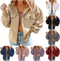 Womens Flannel Fleece Jacket Zip Up Cargo Sweatshirts with Pockets Sherpa Lined Pullover Hoodie Oversized Fall Jacket