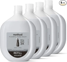 Method Premium Foaming Hand Wash Refill, Vetiver + Amber, Recyclable Bottles, Biodegradable Formula, 28 fl oz (Pack of 4)