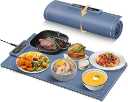 Electric Warming Tray, Food Warming Mat, Portable and Rollable, Made of Premium Silicone, with 3 Temperature Settings, Ideal for Keeping Food Warm at Gatherings, Parties, and Daily use