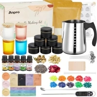 Anpro Candle Making Kit Supplies - Candle Making Kit DIY Gift for Kids, Beginners, Including 900ml Candle Make Pot,Candle Wicks,6 CandleTins,Wicks Holder,3Dried Flowers, 8 Essential Oils,Color Dyes