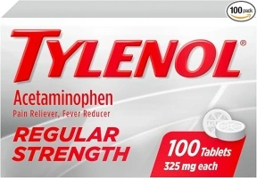 Tylenol Regular Strength Tablets, Acetaminophen Pain Reliever & Fever Reducer, 100 ct