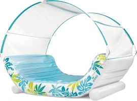 INTEX 56294EP Inflatable Tropical Canopy Lounge: Detachable Fabric Sunshade – Built-in Cup Holders – Rope Ties – 440lb Weight Capacity – 88" x 59" x 65"