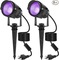 T-SUN Black Light Outdoor, Halloween Spotlight, 2 Pack Black Lights Landscape Lighting, IP65 Waterproof Black Lights for Glow Party Body Paint Fluorescent Poster Stage Decoration