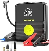 Portable Car Jump Starter with Air Compressor 3500A MARBERO 12V Portable Car Battery Booster Pack 8.0 Gas/7.0L Diesel 150PSI Digital Tire Inflator Jump Box with Digital Screen, Flashlights, Power Bank