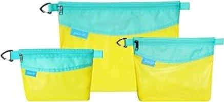 pack all 3 Pcs Water-resistant Material Zipper Pouch Set, Mesh Zipper Bags for Storage, Travel, Office (Yellow)