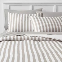 7pc Queen Stripe Microfiber Reversible Comforter & Sheet Set Gray - Room