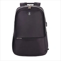 Swissdigital "Remi" Laptop Backpack w/ Smart USB Charge Port, Padded Laptop Pocket - Black