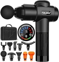 TOLOCO Massage Gun, Deep Tissue Back Massage for Athletes for Pain Relief, Percussion Massager with 10 Massages Heads & Silent Brushless Motor, Black