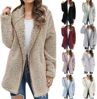 Sherpa Jacket Women Long Sleeve no Zip Faux Fur Coat Open Front Chunky Cardigan Sweaters Fuzzy Fleece Winter Hooded