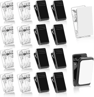 20 Pieces Self Adhesive Clips, Tapestry Hangers Clips Sticky Clips Wall Clips Photo Clips Plastic Sticky Hanging Spring Clips for Office Poster Photo Christmas Decorations, Clear and Black