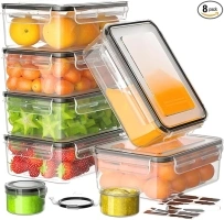 16 Pcs Airtight Food Storage Containers with Lids (8 Lids & 8 Containers),Leakproof Meal Prep Containers BPA-Free Plastic Food Containers Set Reusable for Kitchen Organization