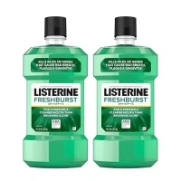 Listerine Freshburst Antiseptic Mouthwash for Bad Breath, Kills 99% of Germs That Cause Bad Breath & Fight Plaque & Gingivitis, ADA Accepted Mouthwash, Spearmint, 1 L, Pack of 2