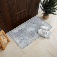 RugOver Machine Washable Area Rug, Pet-Friendly and Non-Slip Indoor Carpet for Kitchen, Bathroom, Living Room, Home Floor Decoration(Ash/Champagne, 2