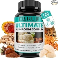 6 in 1 Mushroom Complex -Lions Mane, Reishi, Cordyceps, Chaga, Turkey Tail, Maitake High Strength Mushroom Supplement for Focus, Memory, Nootropics Brain & Immune Support (120 Capsules)