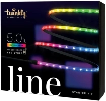 Twinkly Line Starter Kit 5ft, Multicolor LED Strip Magnetic and Adhesive, Kit with Smart Controller, Compatible with HomeKit, Alexa and Google Home, 16 M+ Colors, App Control, Black Wire