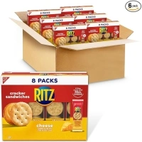 RITZ Cheese Sandwich Crackers, School Snacks, 48 Snack Packs (6 Boxes, 6 Crackers Per Pack)