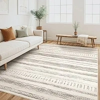 Area Rug Living Room Rugs - 5x7 Washable Large Soft Neutral Boho Moroccan Bohemian Farmhouse Rug Indoor Floor Carpet for Bedroom Under Dining Table Home Office Decor - Brown Beige