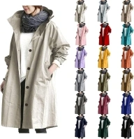 Womens Trenchcoats Loose Autumn Winter Hooded Oversized Elegant Windbreaker Coat Classic Lapel Slim Waterproof Jacket