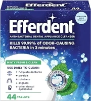 Efferdent Retainer Cleaning Tablets, Denture Cleaning Tablets for Dental Appliances, Minty Fresh & Clean, 44 Count