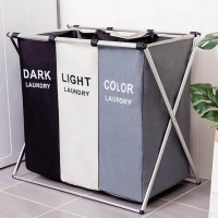 Laundry Sorting Hamper, 3 Section Laundry Basket, Dirty Clothes Sorter, Foldable Waterproof Bathroom Laundry Sorting Divider, 3 Compartment Organizer for Clothes Storage & Sorting