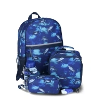 Wonder Nation Boys 17" Shark Laptop Backpack and Lunch Bag 5-Piece Set, Blue Cove