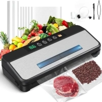 Vacuum Sealer Machine, 90Kpa Automatic Food Sealer Machine, Food Sealers Vacuum Packing Machine with Cutter & Bags, Air Sealing System for Dry/Moist Modes,LED Indicator Lights