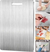 Titanium Cutting Board, Stainless Steel Cutting Board for Kitchen Cooking, Large Size Double Sided Chopping Board, Upgrade Food-Grade Titanium Board for Meat, Fruit, Vegetables (11.5X8in)