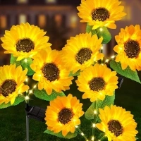 Solar Garden Lights Outdoor Waterproof, AHAORIGIN 3 Pack Sunflower Solar Lights for Outside with 9 Lifelike Sunflower, 36 Bright LED Solar Powered Outdoor Lights for Yard Pathway Garden Decorations