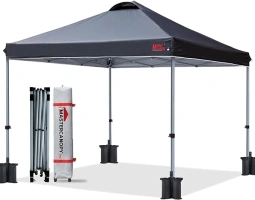 MASTERCANOPY Durable Pop-up Canopy Tent with Roller Bag (10x10, Black)