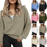 Fleece Half Zip Pullover Women Oversized Quarter Zip Sweatshirt Casual Long Sleeve Fall Sweatshirts Y2k Preppy Clothes