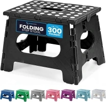 Handy Laundry - Folding Step Stool is Sturdy Enough to Support Adults and Safe Enough for Kids. Opens Easy with One Flip. Great for Kitchen, Bathroom or Bedroom. (Black)