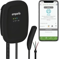 EMPORIA Level 2 EV Charger w/NACS, Compatible with Tesla - 48 amp Electric Car Charger, Preconfigured for Hardwired Install with Whip, UL/Energy Star WiFi-Enabled EVSE, 24ft Cable, Black