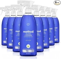 Method Glass Cleaner Spray, Mint, Ammonia Free & Plant-Based Solution, Mirror & Window Cleaner - Great for Indoor & Outdoor Glass Surfaces, 28 oz Spray Bottles (Pack of 8)