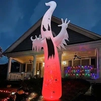 GOOSH 12 FT Halloween Inflatables Ghost Outdoor Decorations Blow Up Yard Giant Towering Terrible Spooky Flame Lamp Ghost with Built-in LEDs for Garden Lawn Indoor Party Decor