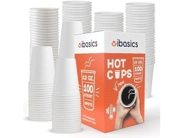 (100 Pack) 12oz Paper Coffee Cups Large Disposable Hot Cups | Durable White Paper Cup for Beverages | Perfect for Home, Office, and Events, Multi-Purpose Coffee Cups 12 oz