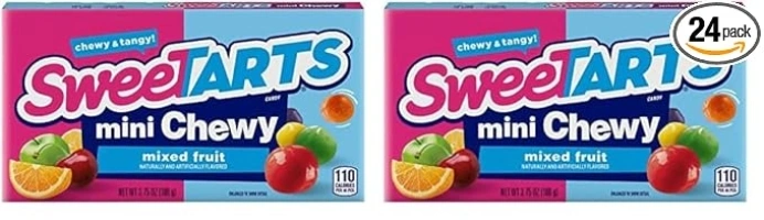 SweeTARTS Mini Chewy Candy, 3.75 Ounce Theater Candy Boxes (Pack of 24)